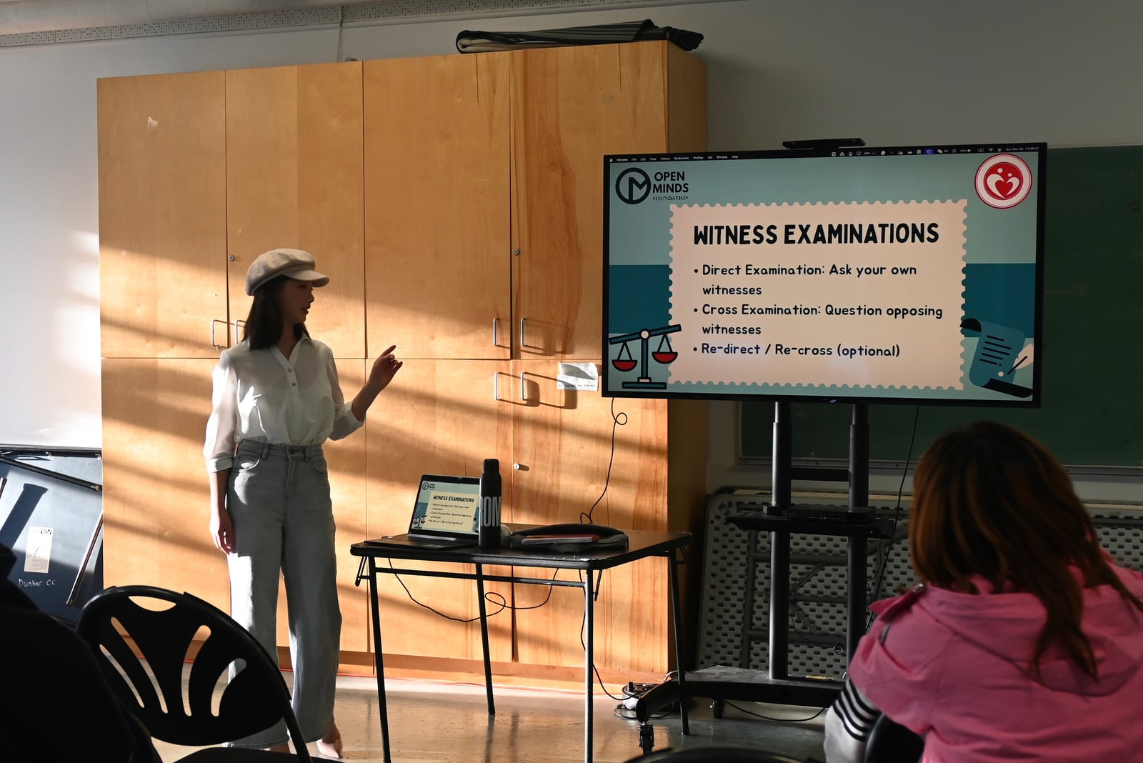 A young participant making a point at the Open Arms mock trial workshop